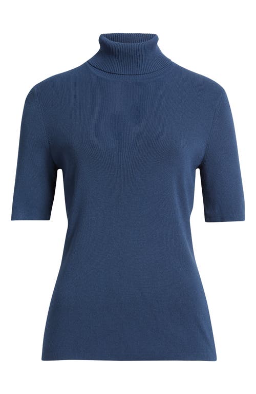 Anne Klein Short Sleeve Turtleneck Sweater In Blue