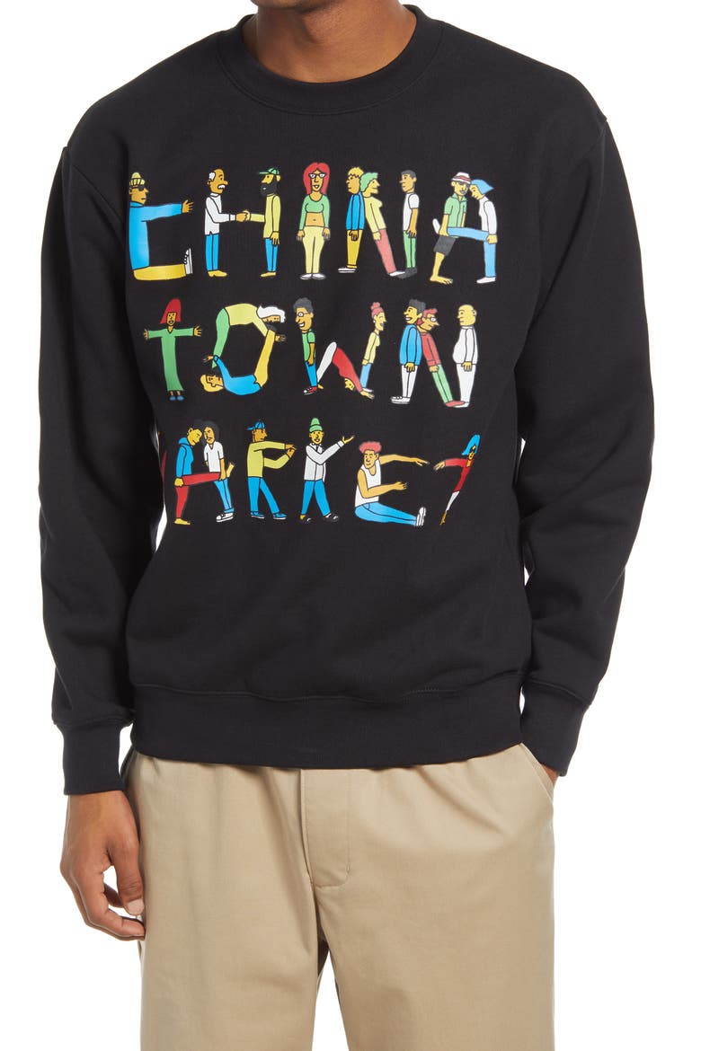 City Aerobics Crewneck Sweatshirt, Main, color, BLACK