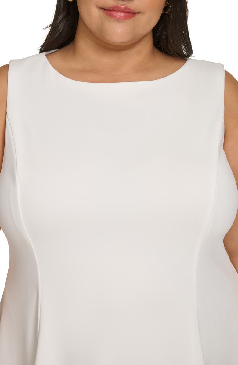 Calvin Klein Mesh Panel Fit & Flare Midi Dress, Alternate, color, Cream