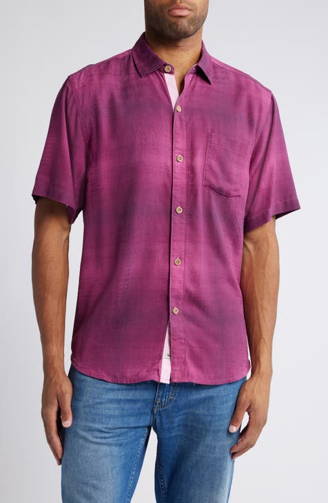 New L Tommy Bahama Newport sold Loto Check Purple LS Button Front Shirt $125 Flipcuff