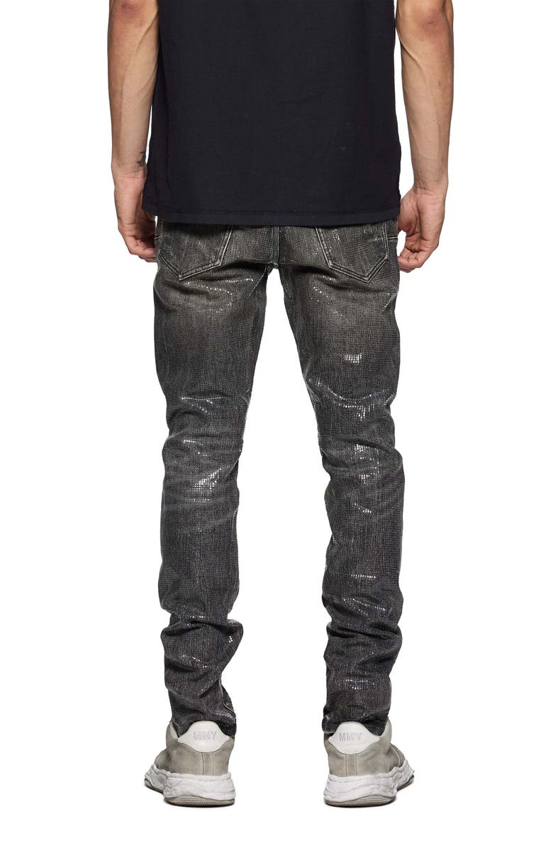 PURPLE BRAND Tiled Overlay Shimmery Skinny Jeans, Alternate, color, Black