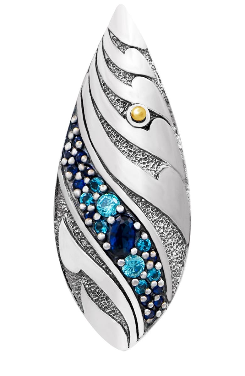 DEVATA Genuine 18K Gold & Sterling Silver Bali Filigree CZ Marquis Pendant Necklace, Alternate, color, 