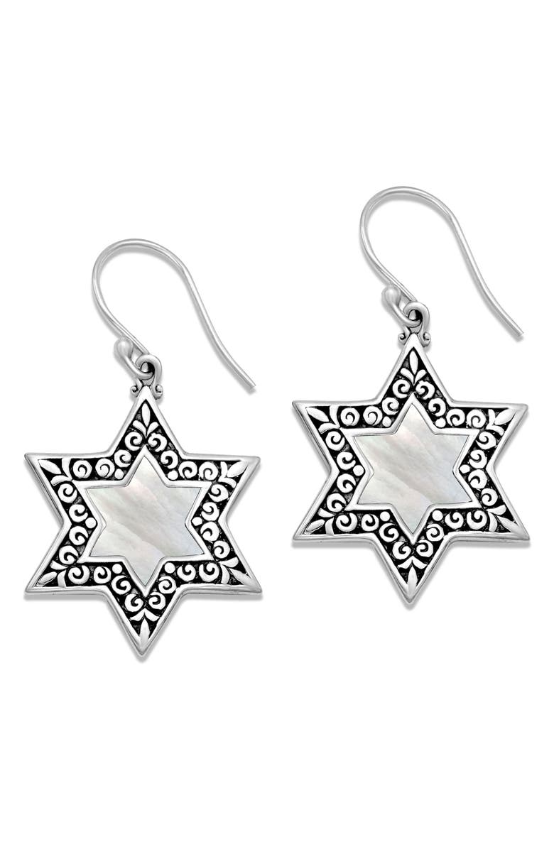 SAMUEL B. Mother-Of-Pearl Star Drop Earrings, Main, color, White