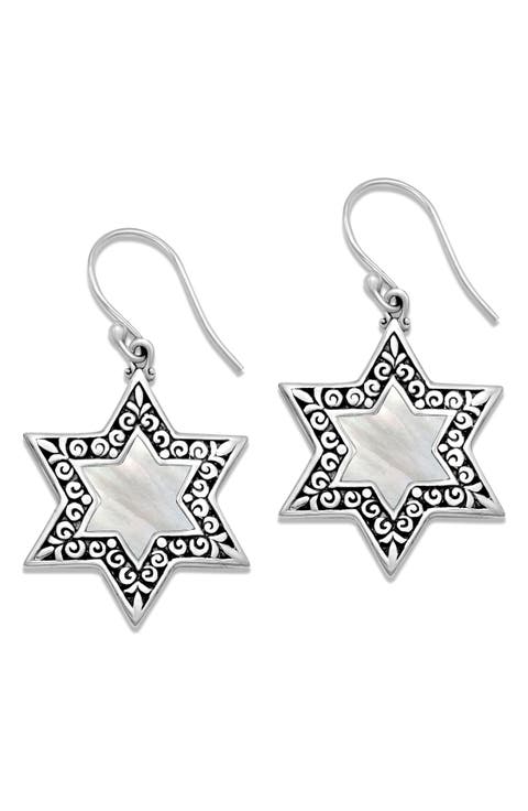 Mother-Of-Pearl Star Drop Earrings