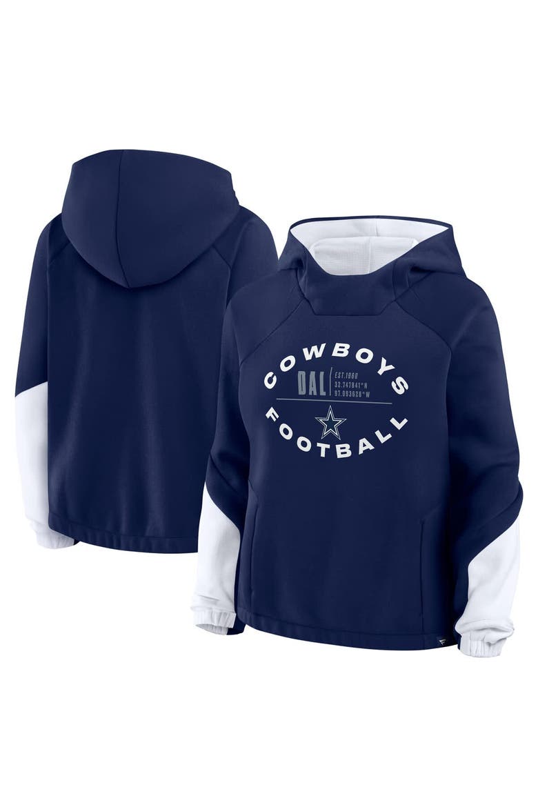 Women's Fanatics Navy Dallas Cowboys Oversized Redzone Bubble Screen Pullover Hoodie, Main, color, Navy