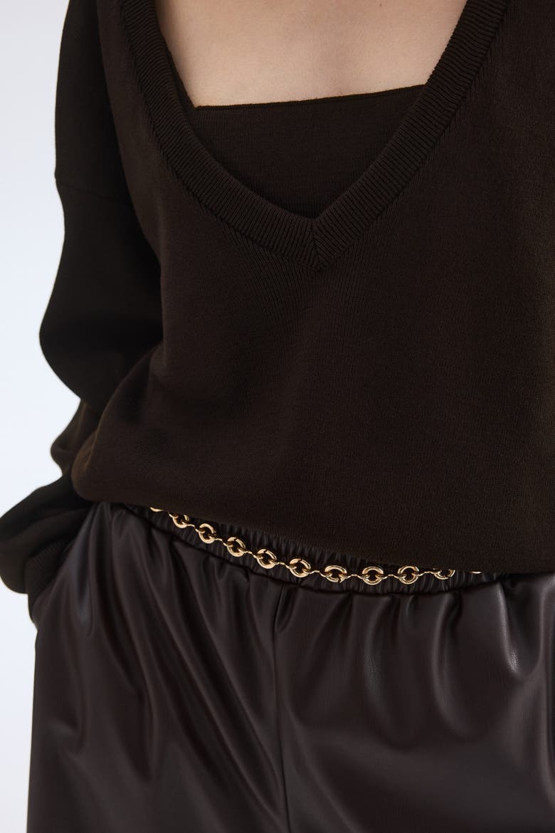 V-neck Jumper, Alternate, color, Dark brown