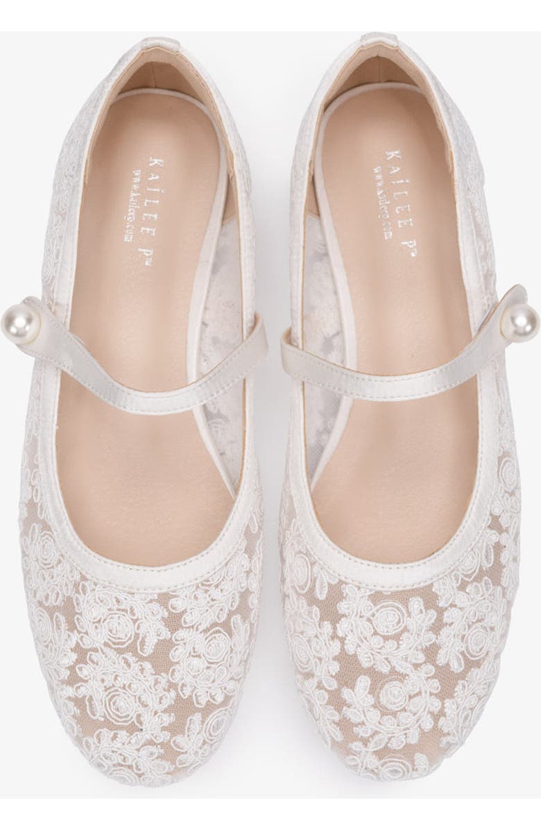 Kailee P Zora Crochet Lace Mary Jane Wedding Flats, Alternate, color, White