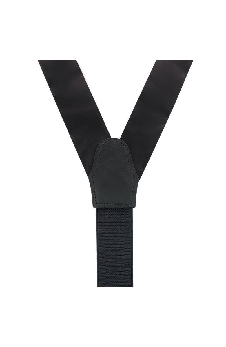 Trafalgar Big & Tall Dutton Solid Colored Silk Button End Suspenders, Alternate, color, Black