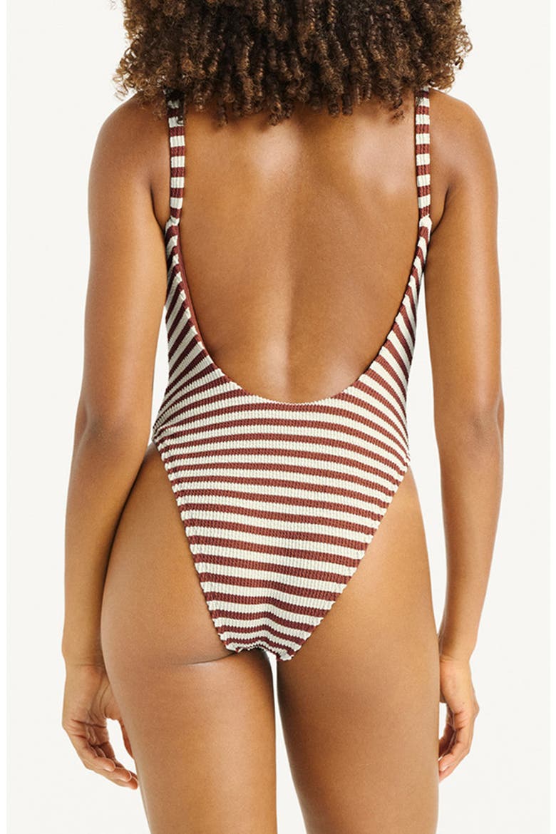 Nova Stripe One-Piece Swimsuit, Alternate, color, RED OCHRE STRIPE