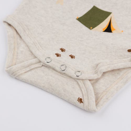 Oh Baby! Brand Teddy Bear Face Print Pocket Romper- Infant In Neutral