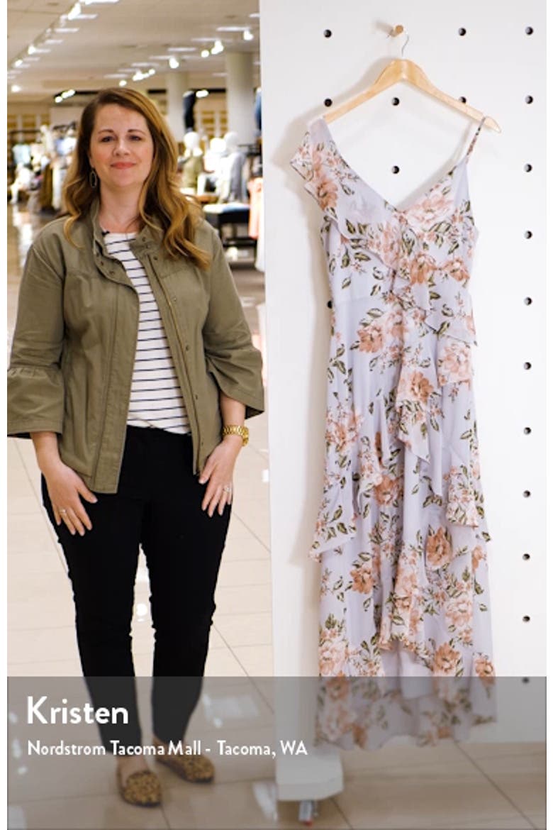 Morgana Floral Tiered Ruffle Asymmetrical Sleeve Maxi Dress video