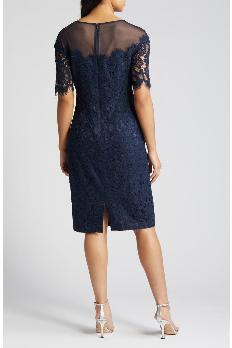 Lace Cocktail Sheath Dress, Alternate, color, NAVY