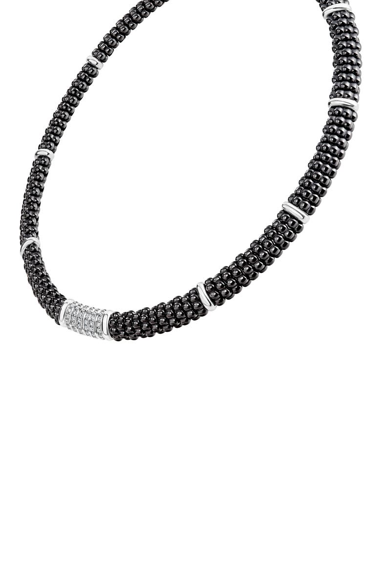 Black Caviar Diamond 6-Link Rope Necklace, Alternate, color, SILVER/ BLACK