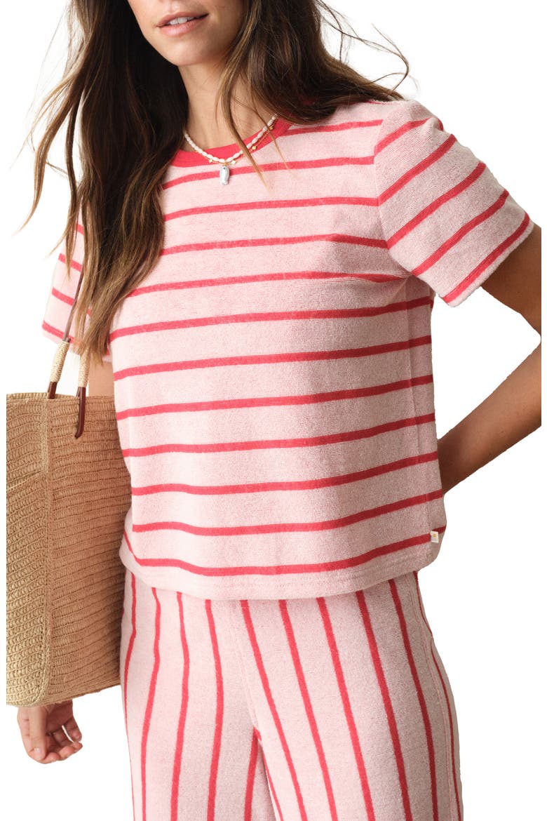Beach Terry Cloth Sweatshirt, Alternate, color, RED AND WHITE STRIPE