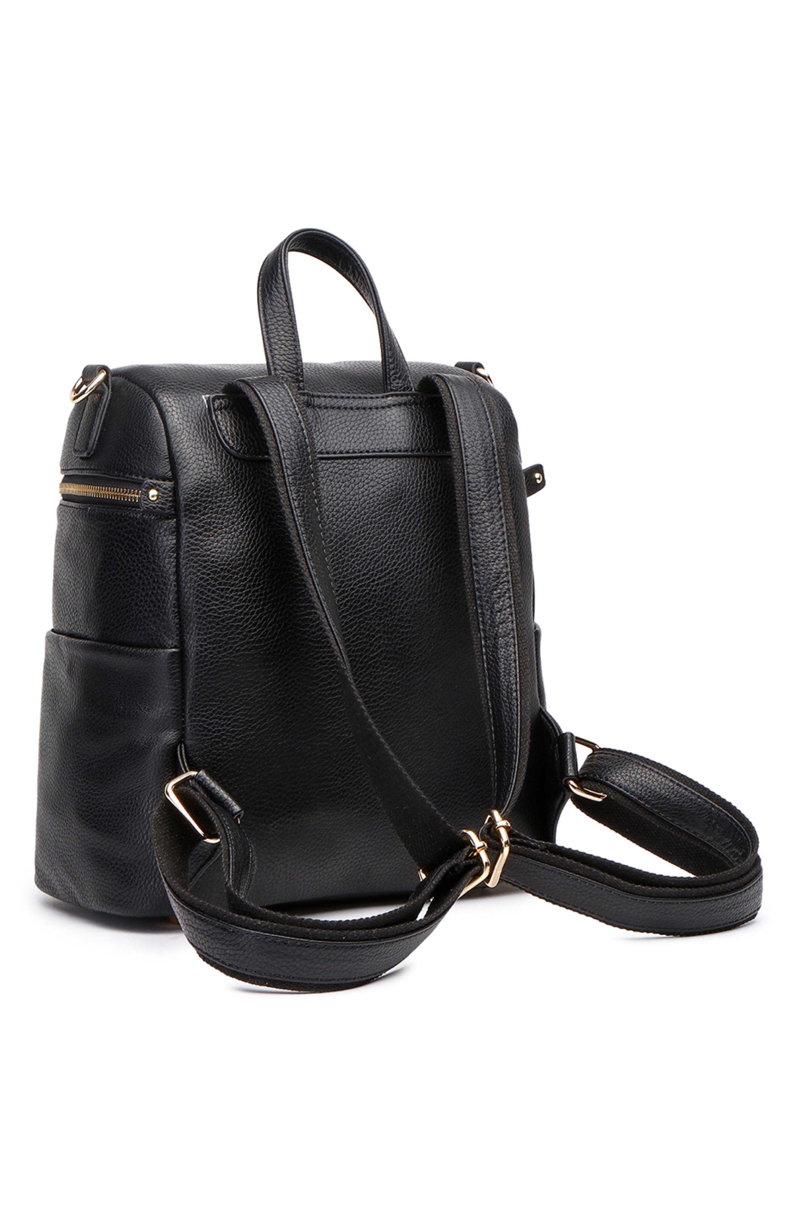 Luli Bebé Petit Monaco Faux Leather Diaper Bag, Alternate, color, Ebony Black