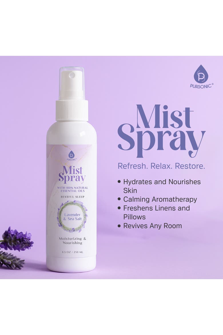 Mist Spray with 100% Natural Essential Oils - Lavender & Sea Salt Aromatherapy, Main, color, White