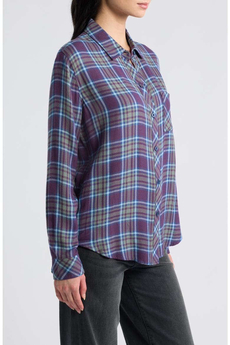 Hunter Plaid Button Shirt, Alternate, color, BLACKBERRY SAGE ICE
