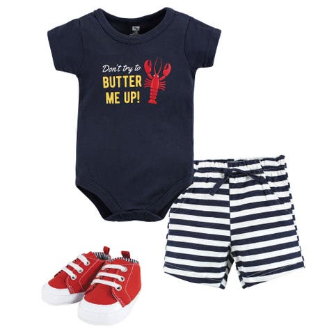 Little Gent's Soft Cotton Bodysuit, Shorts & Footwear 3Pk (Baby)