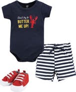Hudson Baby Little Gent's Soft Cotton Bodysuit, Shorts & Footwear 3Pk