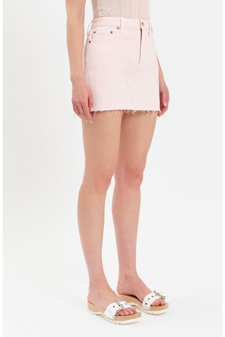 Malibu Denim Miniskirt, Alternate, color, THINK PINK