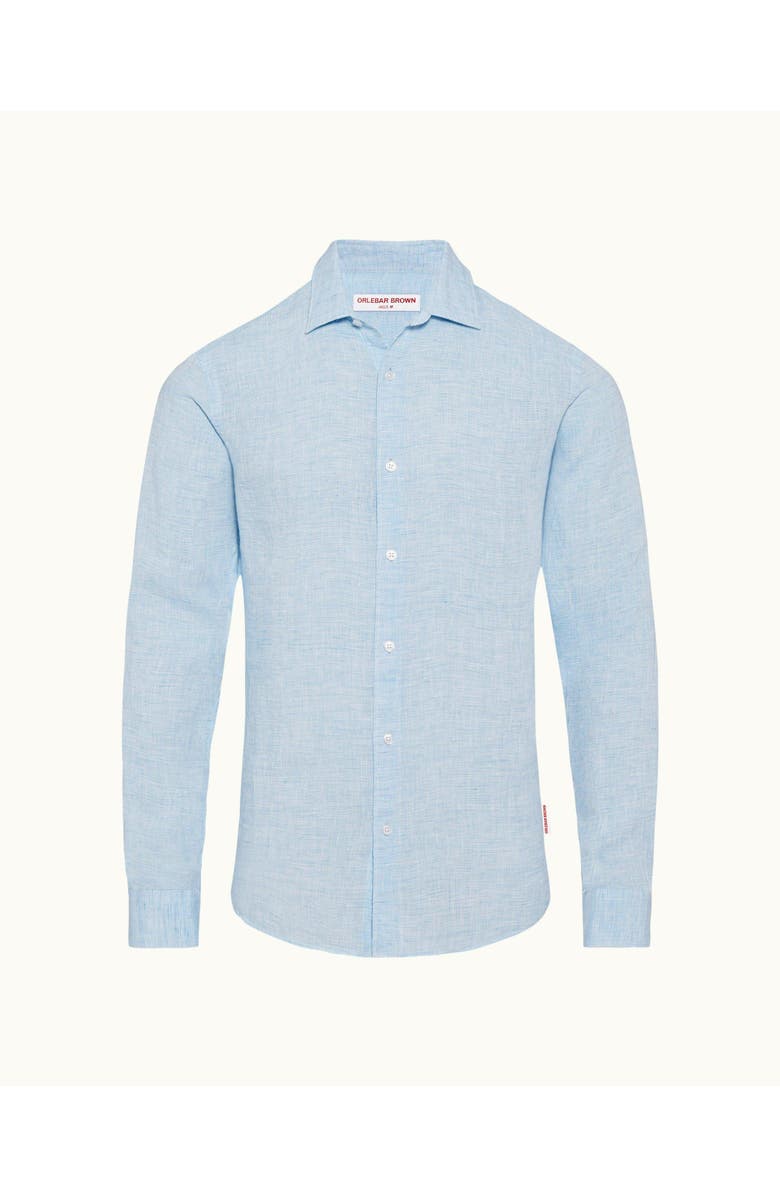 Orlebar Brown Giles Linen Tailored-Fit Shirt, Alternate, color, Pale Blue/White