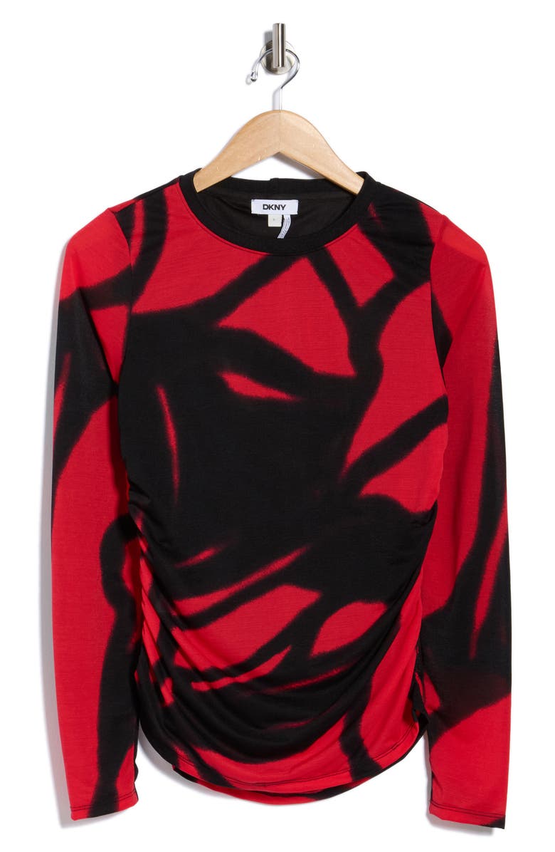 DKNY Print Side Ruched Top, Alternate, color, Floral