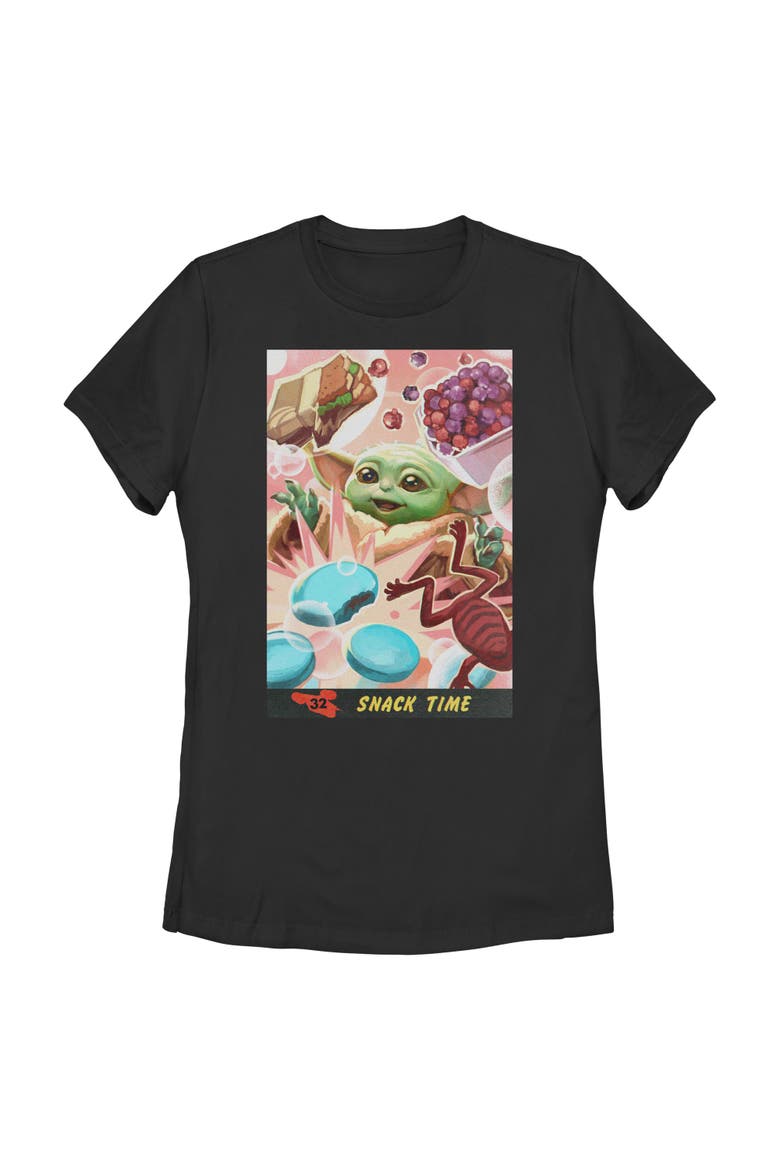 Women's The Child Snack Time Comic Art Short Sleeve Graphic T-Shirt, Main, color, Black
