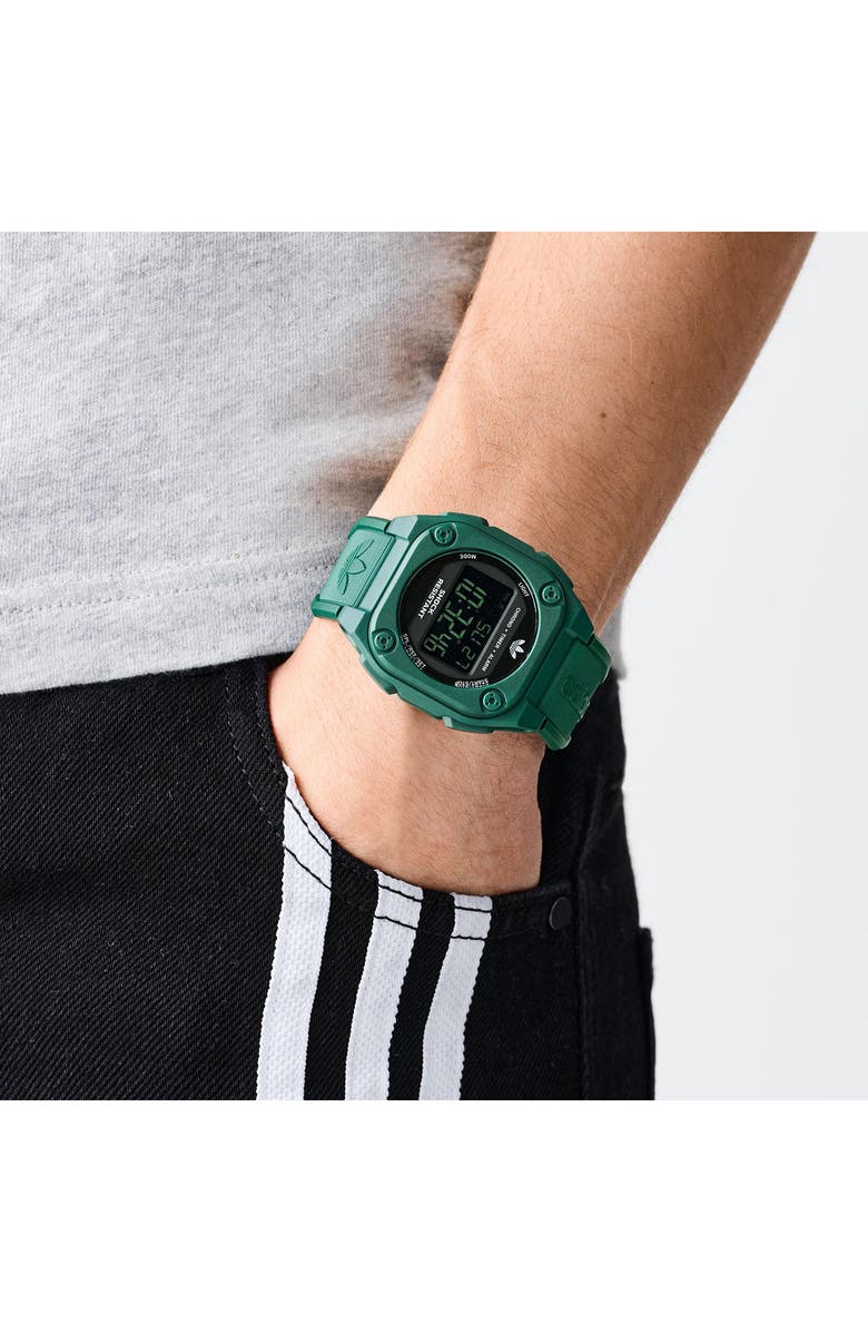 adidas City Tech 4 Silicone Strap Watch, 42mm, Alternate, color, Green