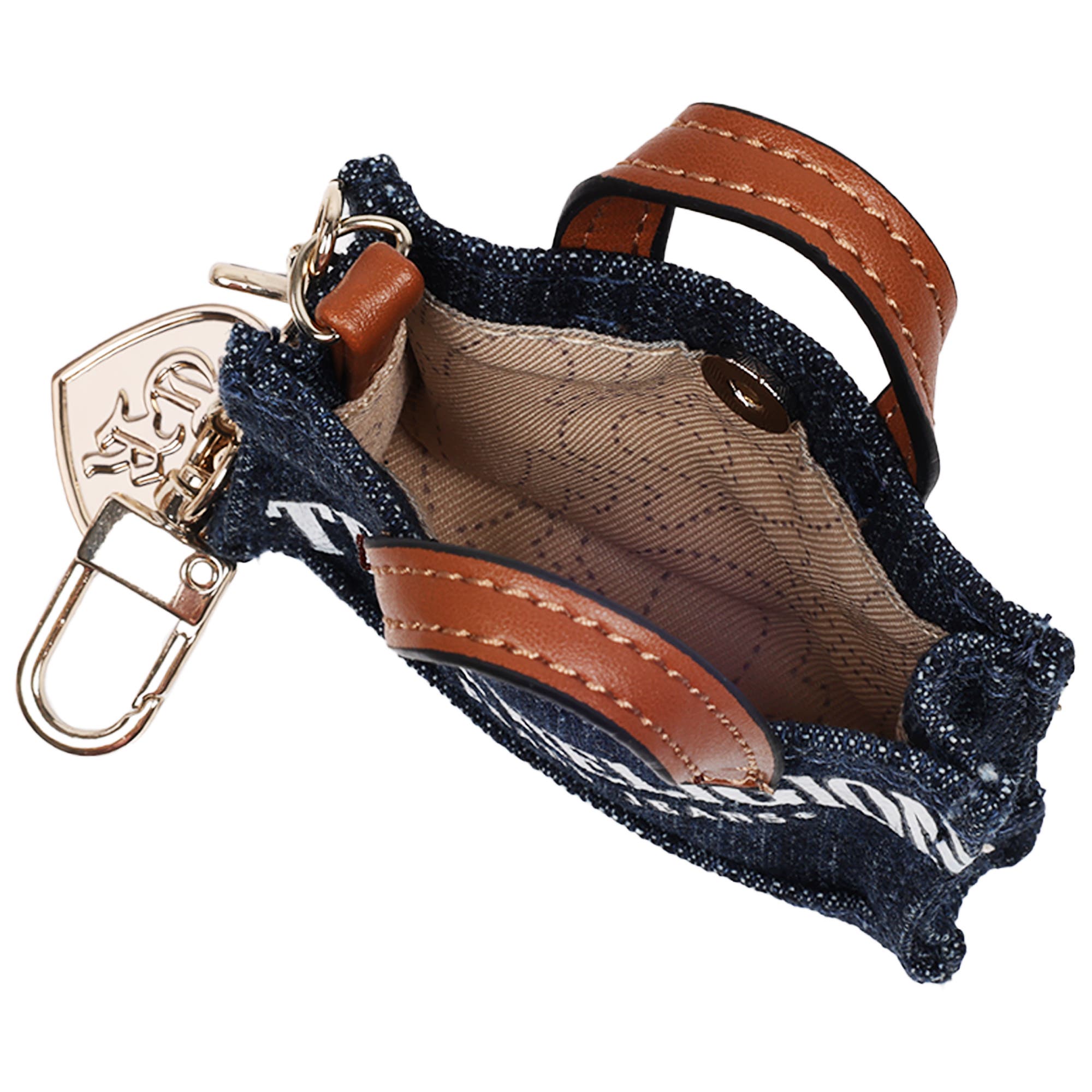 True Religion Mini Denim Tote Bag Charm, Alternate, color, Dark Denim