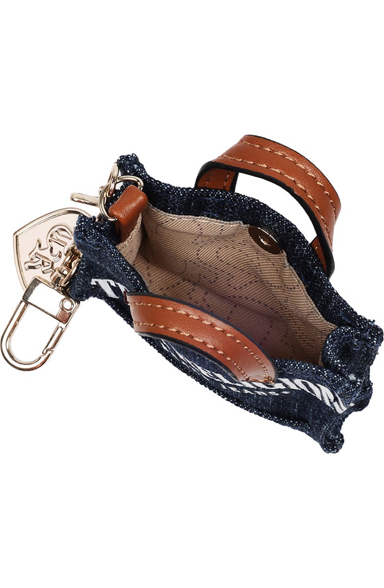 True Religion Mini Denim Tote Bag Charm, Alternate, color, Dark Denim