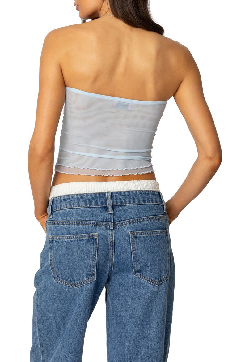 Rori Ruffle Mesh Tube Top, Alternate, color, LIGHT-BLUE