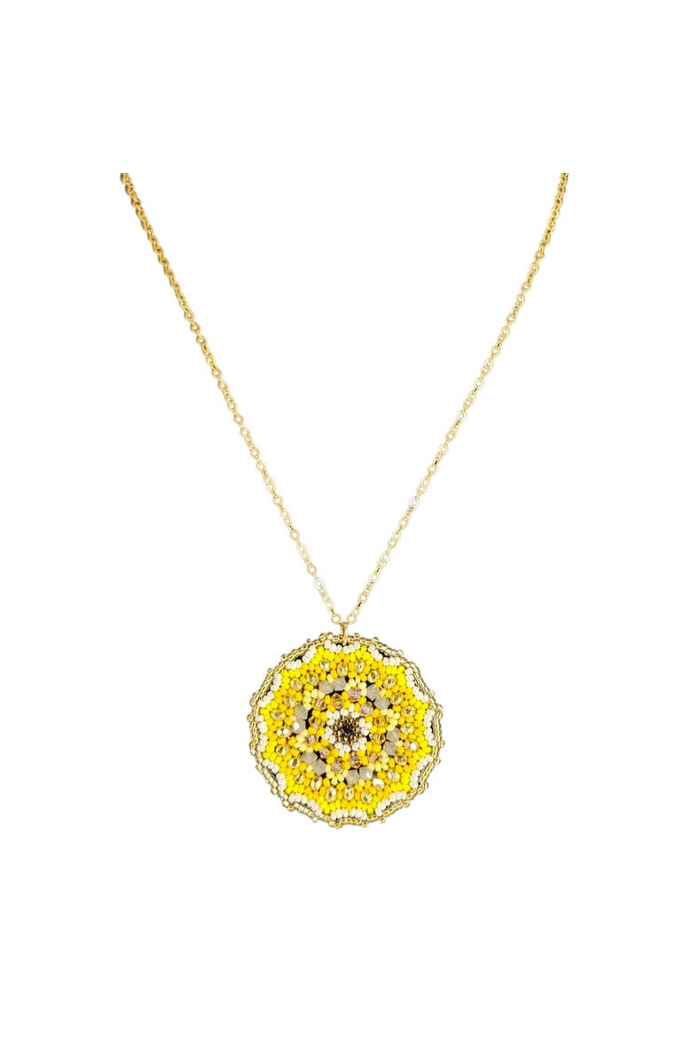 Yellow Crystal Mandala Beaded Necklace, Main, color, Yellow