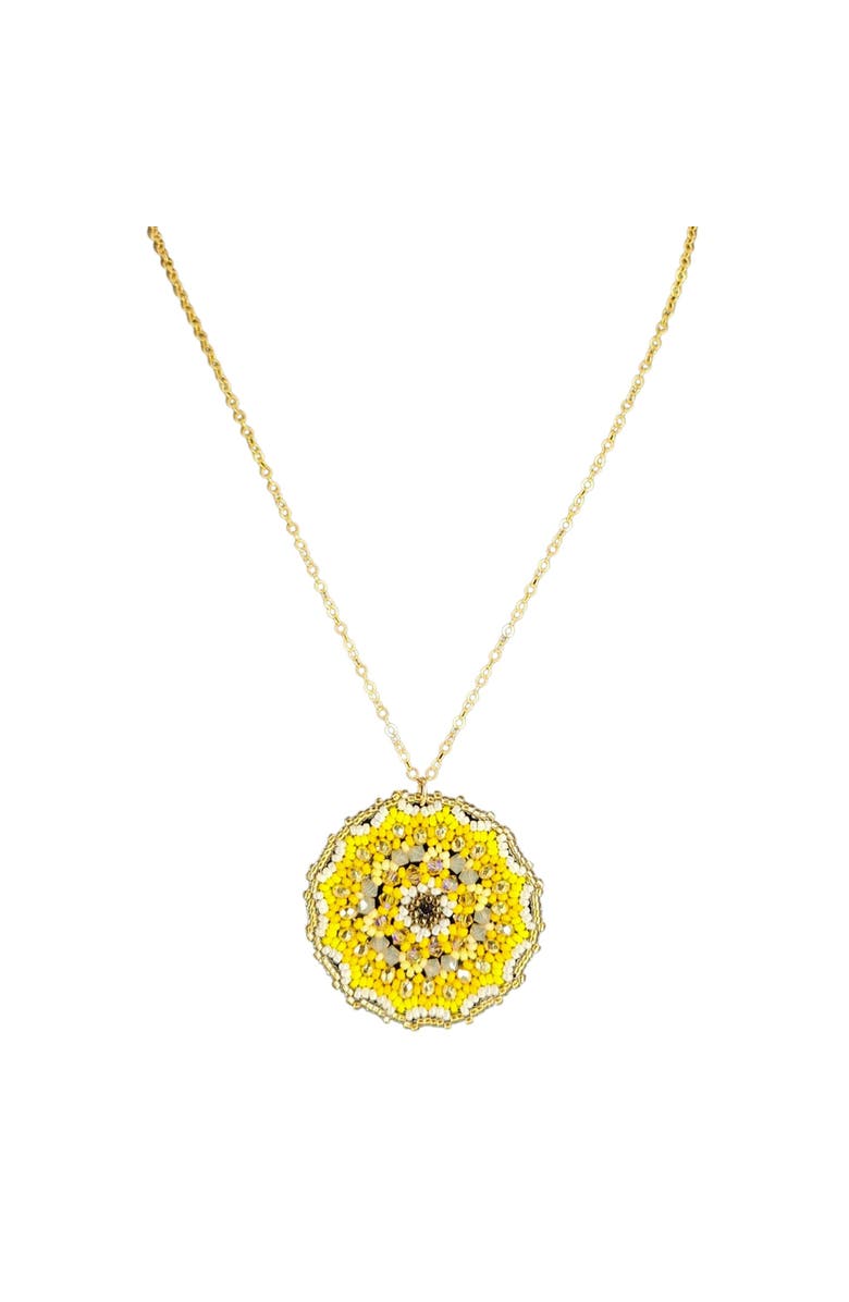 MADISON BEVERLY HILLS Yellow Crystal Mandala Beaded Necklace, Main, color, Yellow