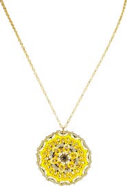 MADISON BEVERLY HILLS Yellow Crystal Mandala Beaded Necklace