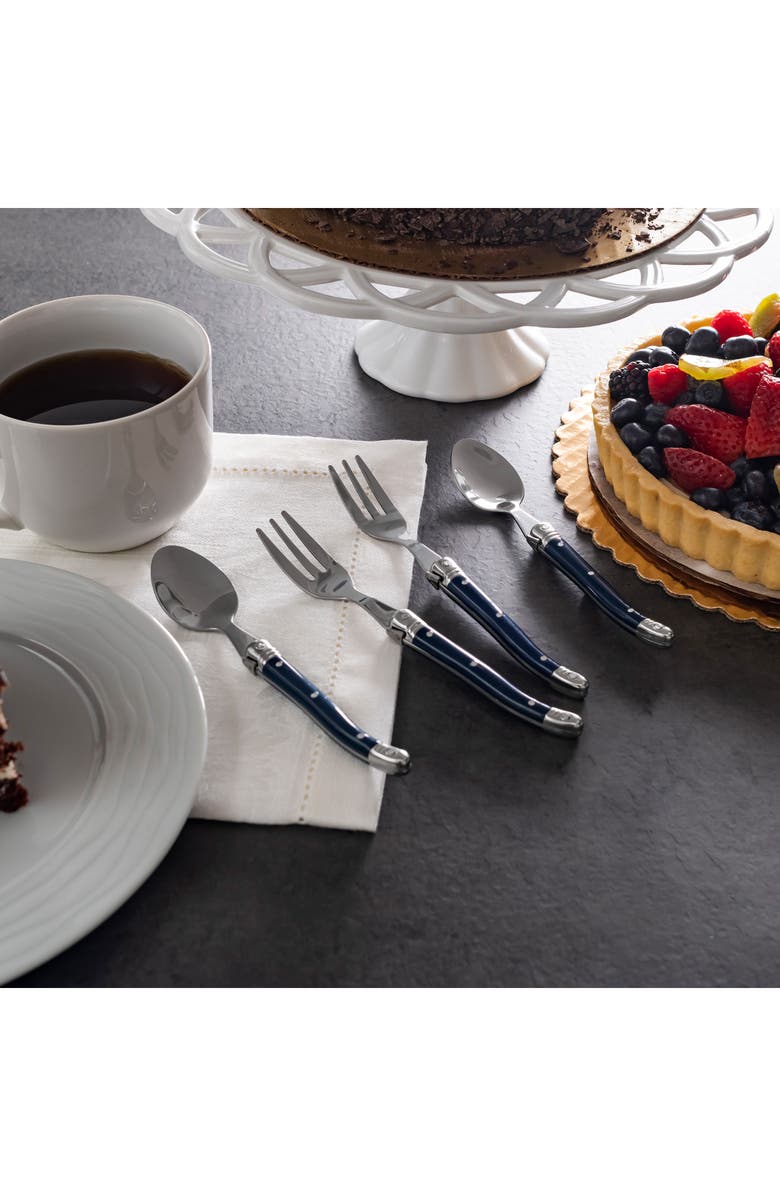 FRENCH HOME Laguiole 8-Piece Dessert Forks & Spoons Set, Alternate, color, Navy