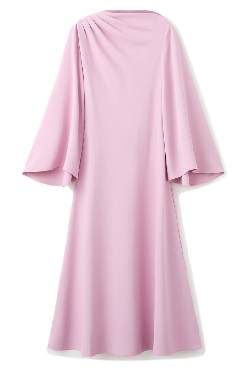Flared Sleeve Satin Dress, Alternate, color, PASTEL PINK