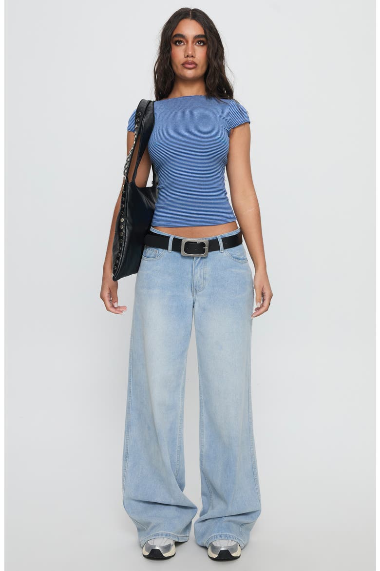 Nyren Stripe Scoop Back Top, Alternate, color, BLUE STRIPE