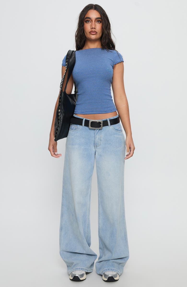 Princess Polly Nyren Stripe Scoop Back Top, Alternate, color, Blue Stripe