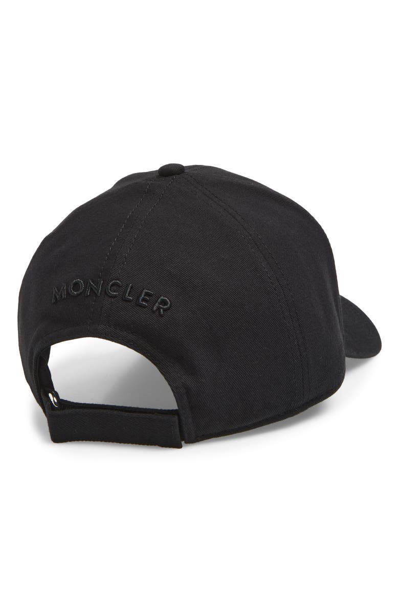 Moncler Logo Patch Cotton Gabardine Baseball Cap, Alternate, color, 999-Black