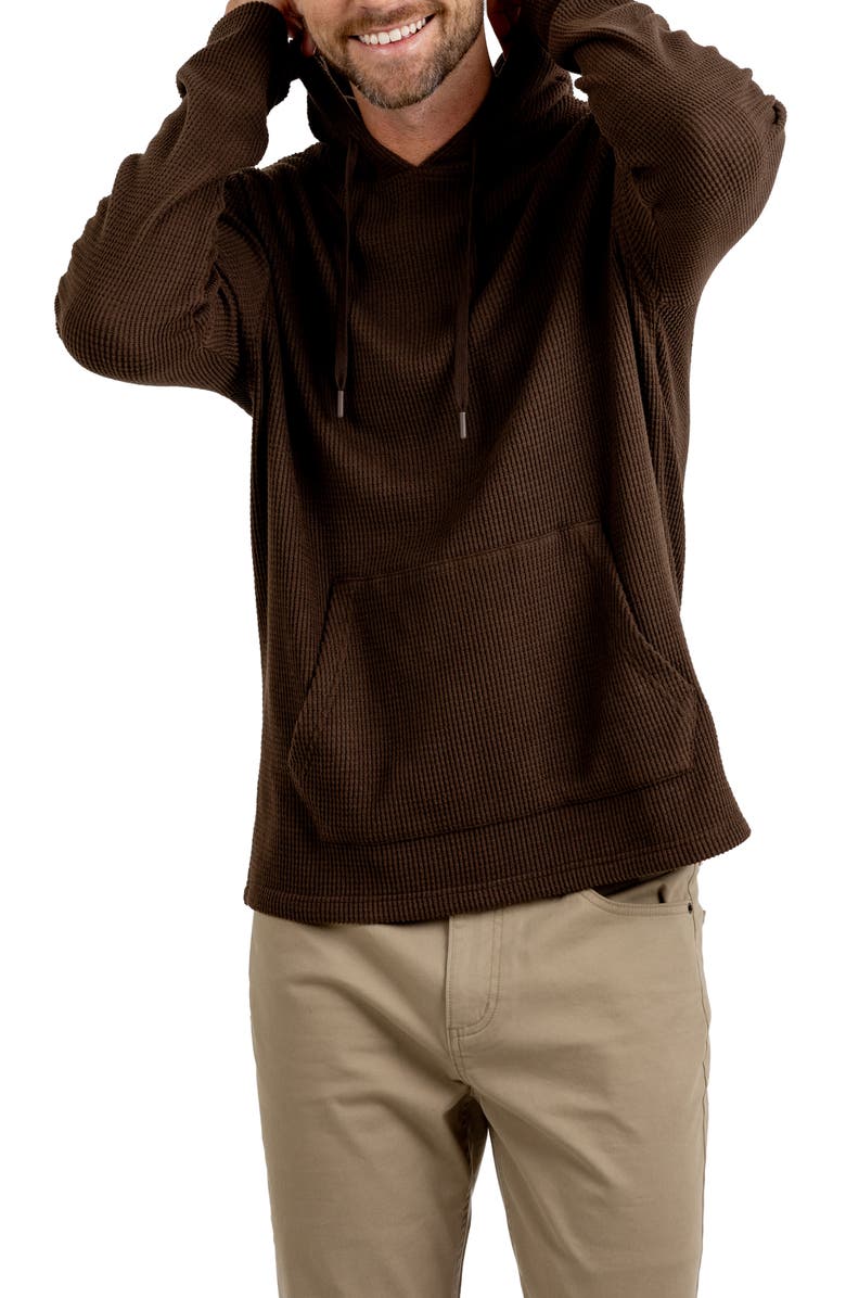 Rainforest Cabin Waffle Knit Hoodie, Alternate, color, Dark Brown