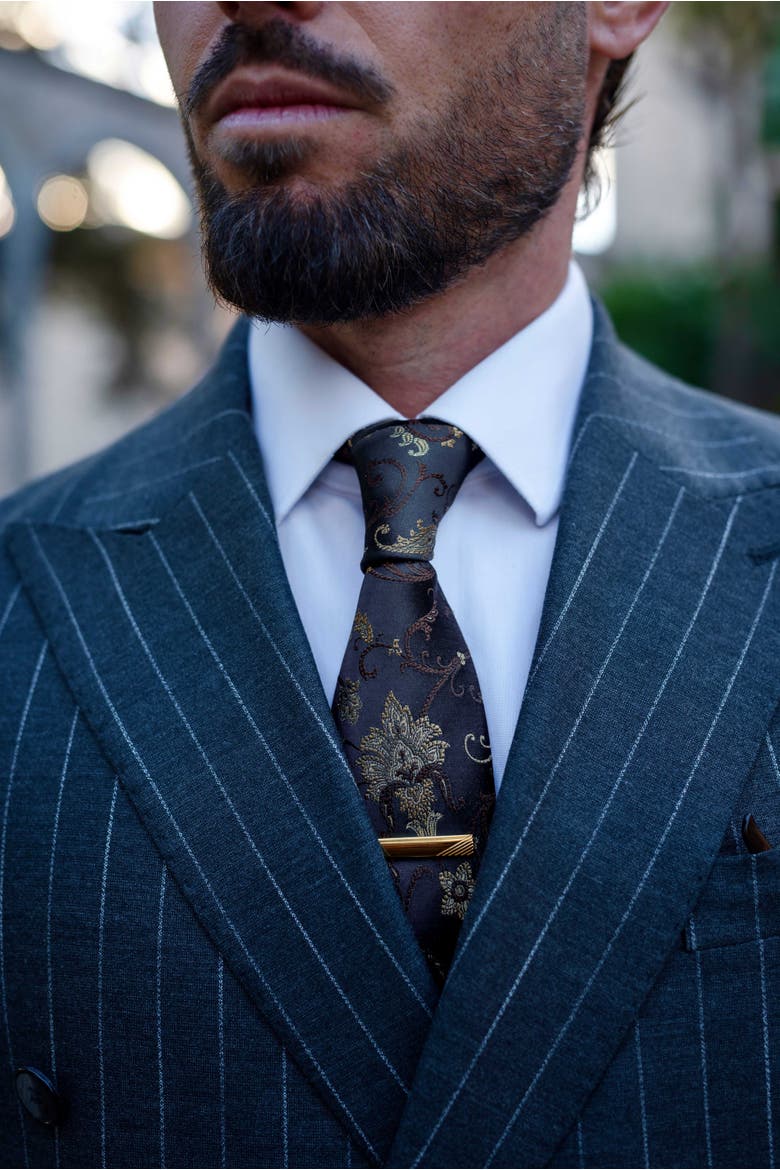 Prosecco - Extra Long  Silk Jacquard Tie for Men, Alternate, color, Midnight Blue