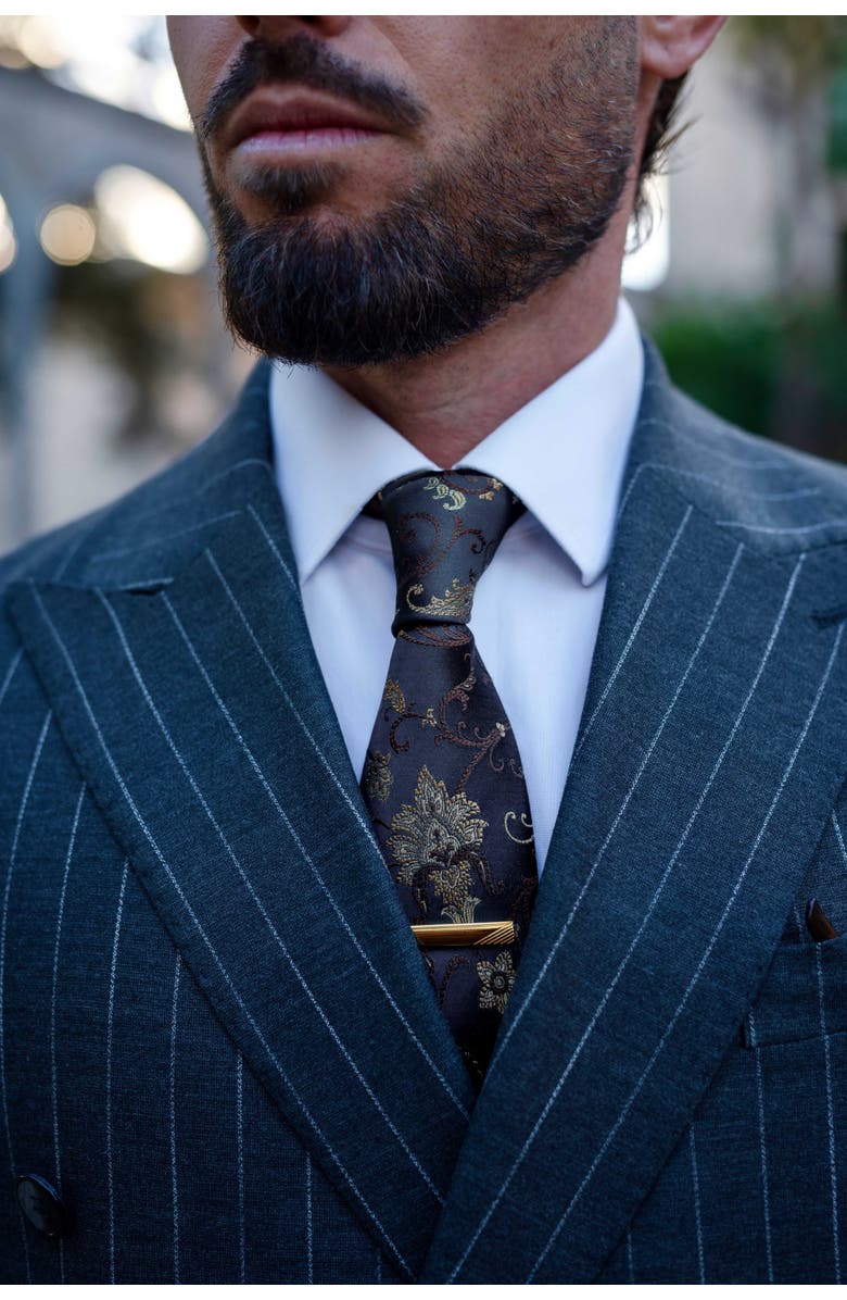 Elizabetta Prosecco - Extra Long  Silk Jacquard Tie for Men, Alternate, color, Midnight Blue