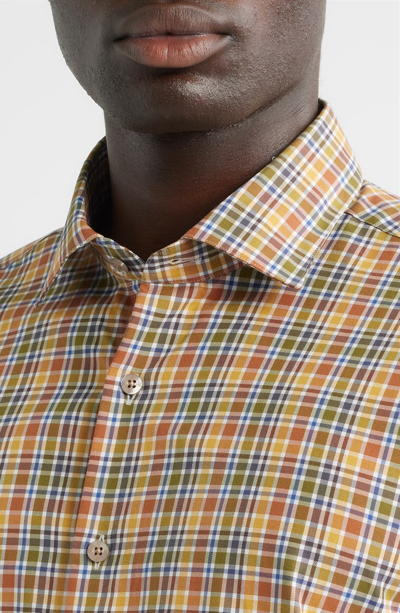 Scott Barber Canclini Regular Fit Plaid Cotton Button-Up Shirt, Alternate, color, Auburn