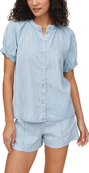 Bella Dahl Chambray Short Sleeve Button-Up Shirt