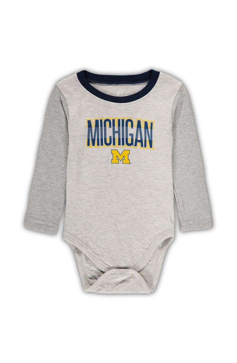 Wes & Willy Infant Wes & Willy Heathered Gray/Navy Michigan Wolverines Jie Jie Long Sleeve Bodysuit & Pants Set, Alternate, color, Heather Gray