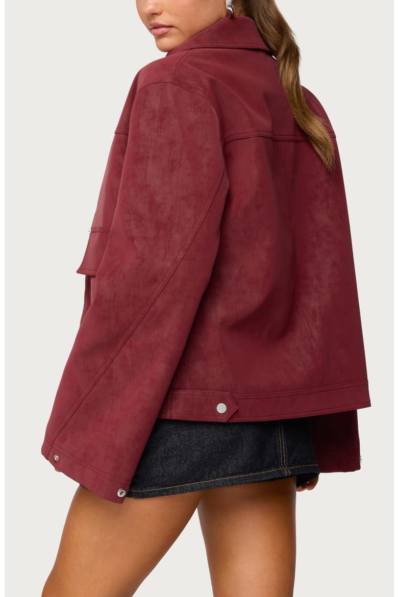 Annabelle Oversize Faux Suede Jacket, Alternate, color, BURGUNDY