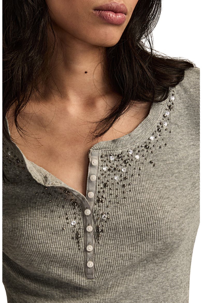 Beaded Henley, Alternate, color, HEATHER GREY