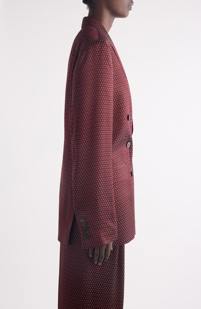 Dries Van Noten Bafya Double Breasted Jacquard Blazer, Alternate, color, Burgundy