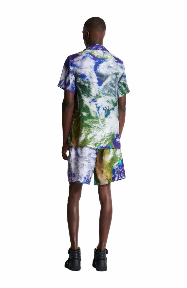 Balmain Pyjama Shirt With Earth Print, Alternate, color, Multicolor