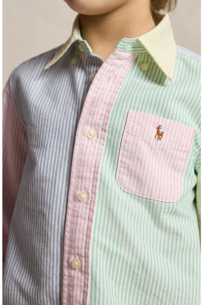 Kids' Stripe Cotton Button-Down Oxford Shirt, Alternate, color, MULTI